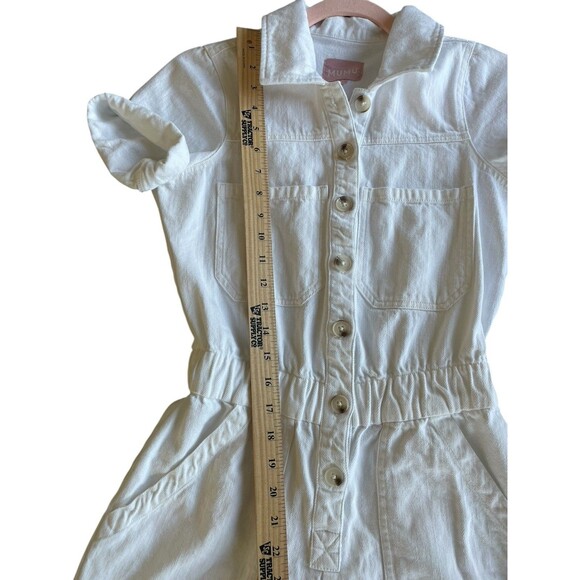 Show Me Your MuMu White Denim 100% Cotton Cannon Romper Size XS Extra Small - Picture 10 of 15